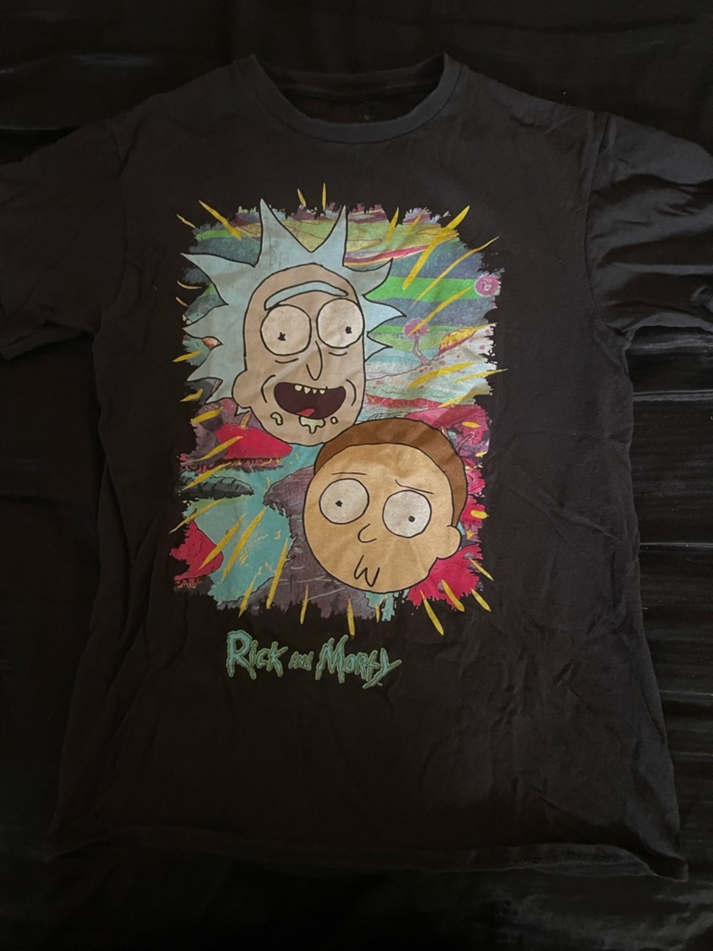 Rick and Morty Graphic Tee - Black with Multicolor Print